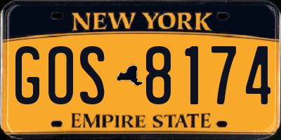 NY license plate GOS8174