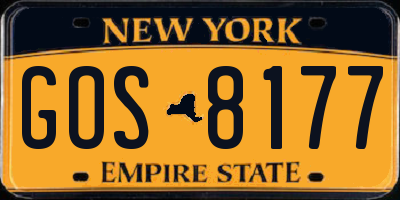 NY license plate GOS8177