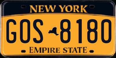 NY license plate GOS8180