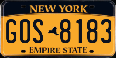 NY license plate GOS8183