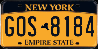 NY license plate GOS8184