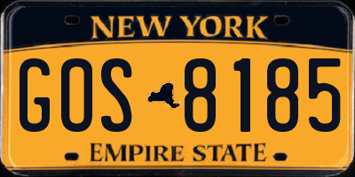 NY license plate GOS8185