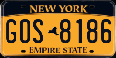 NY license plate GOS8186