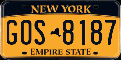 NY license plate GOS8187