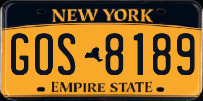 NY license plate GOS8189