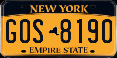 NY license plate GOS8190