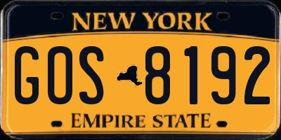 NY license plate GOS8192
