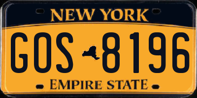 NY license plate GOS8196