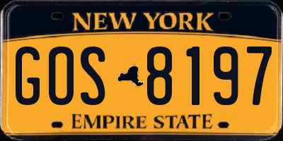NY license plate GOS8197