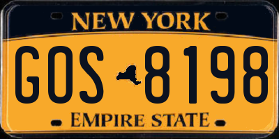 NY license plate GOS8198