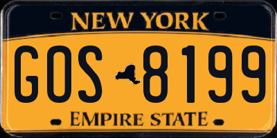NY license plate GOS8199