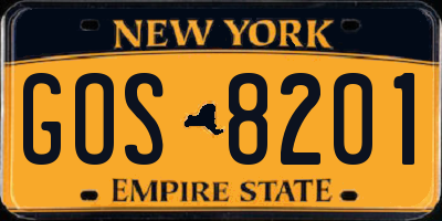 NY license plate GOS8201