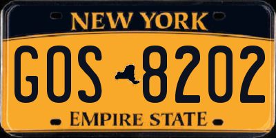 NY license plate GOS8202