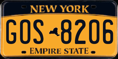 NY license plate GOS8206