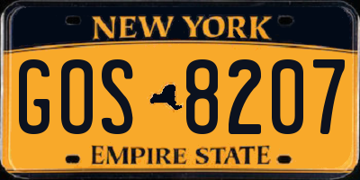 NY license plate GOS8207