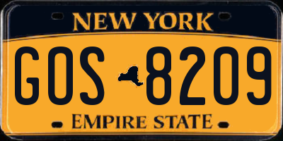 NY license plate GOS8209