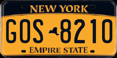 NY license plate GOS8210