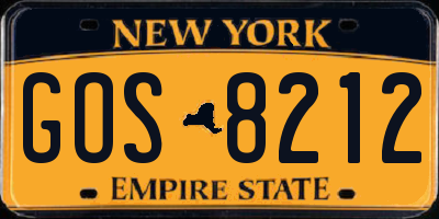 NY license plate GOS8212