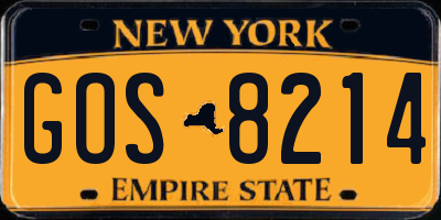 NY license plate GOS8214