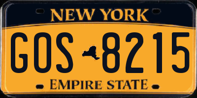 NY license plate GOS8215