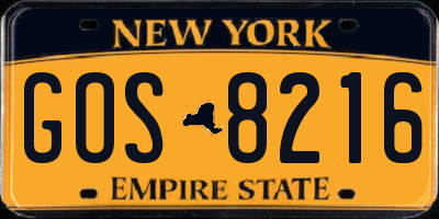 NY license plate GOS8216