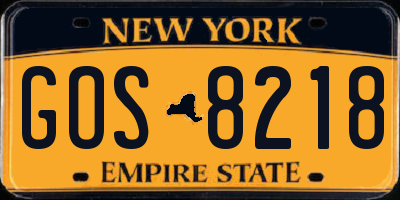 NY license plate GOS8218