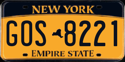 NY license plate GOS8221