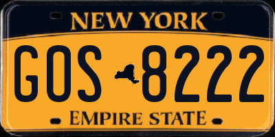 NY license plate GOS8222