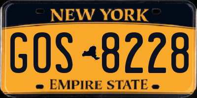 NY license plate GOS8228