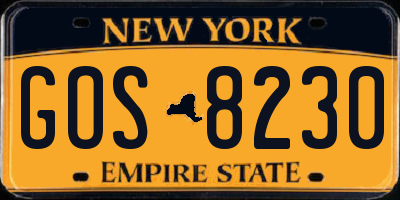 NY license plate GOS8230