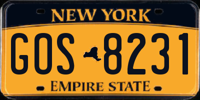 NY license plate GOS8231