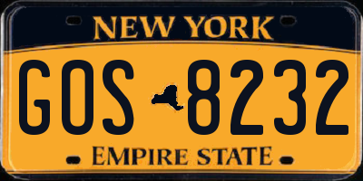 NY license plate GOS8232