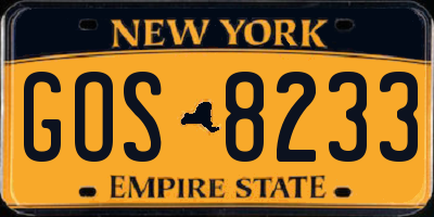 NY license plate GOS8233