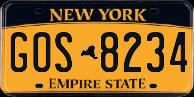 NY license plate GOS8234