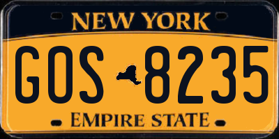 NY license plate GOS8235