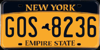 NY license plate GOS8236