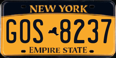 NY license plate GOS8237