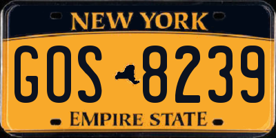 NY license plate GOS8239