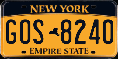 NY license plate GOS8240