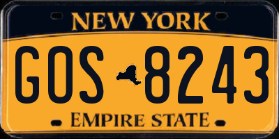 NY license plate GOS8243