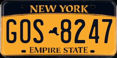 NY license plate GOS8247