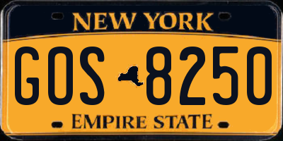 NY license plate GOS8250