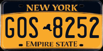NY license plate GOS8252