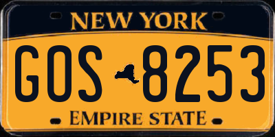 NY license plate GOS8253
