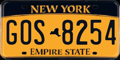 NY license plate GOS8254