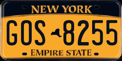NY license plate GOS8255
