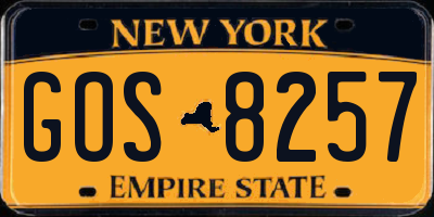 NY license plate GOS8257