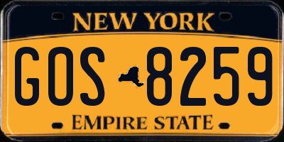 NY license plate GOS8259