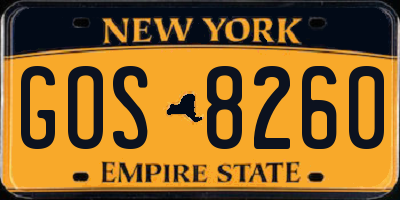 NY license plate GOS8260