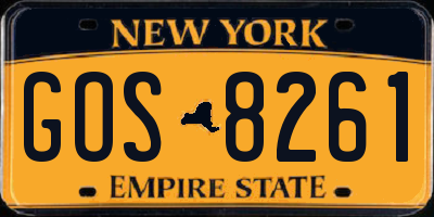 NY license plate GOS8261